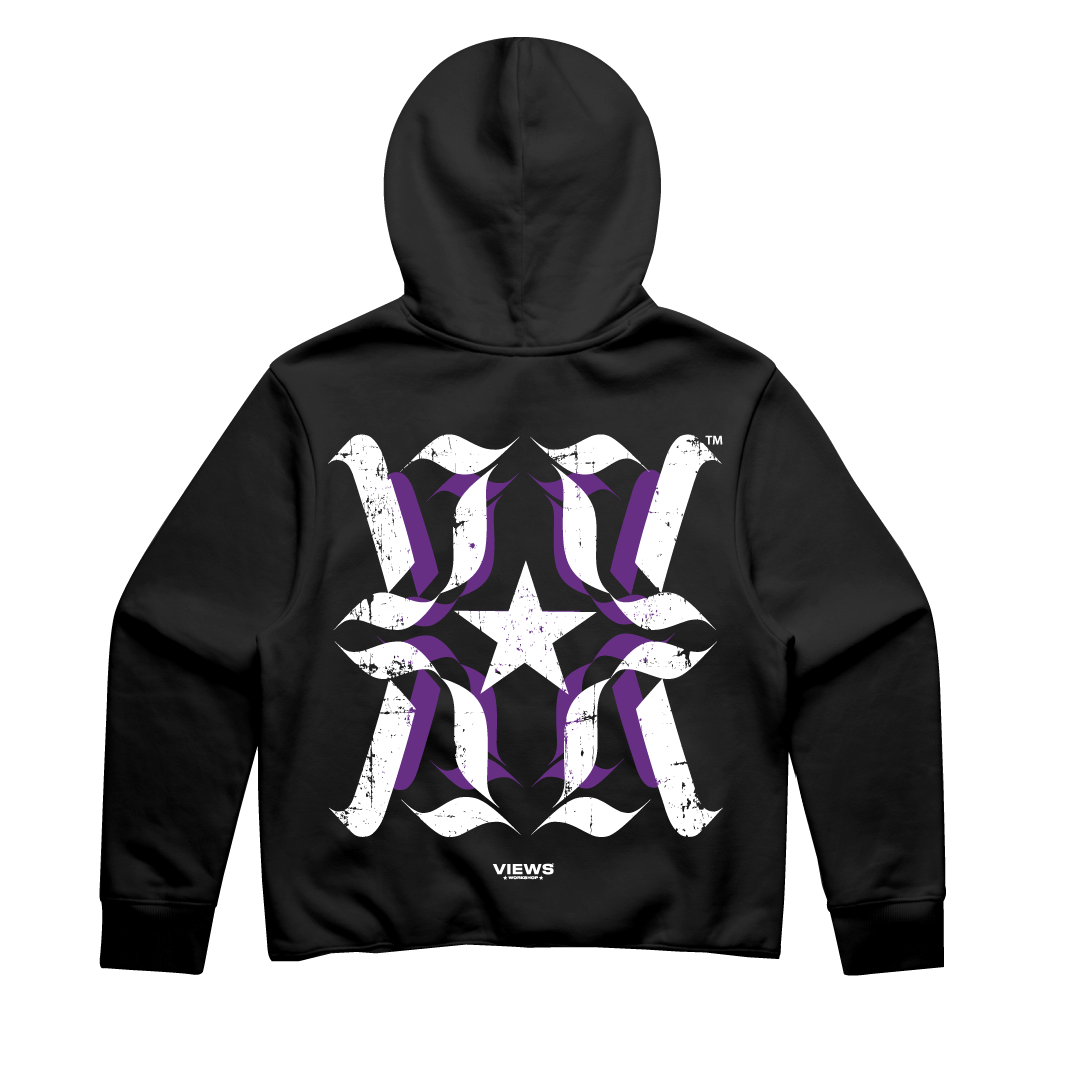 Crop Raven Hoody-Black
